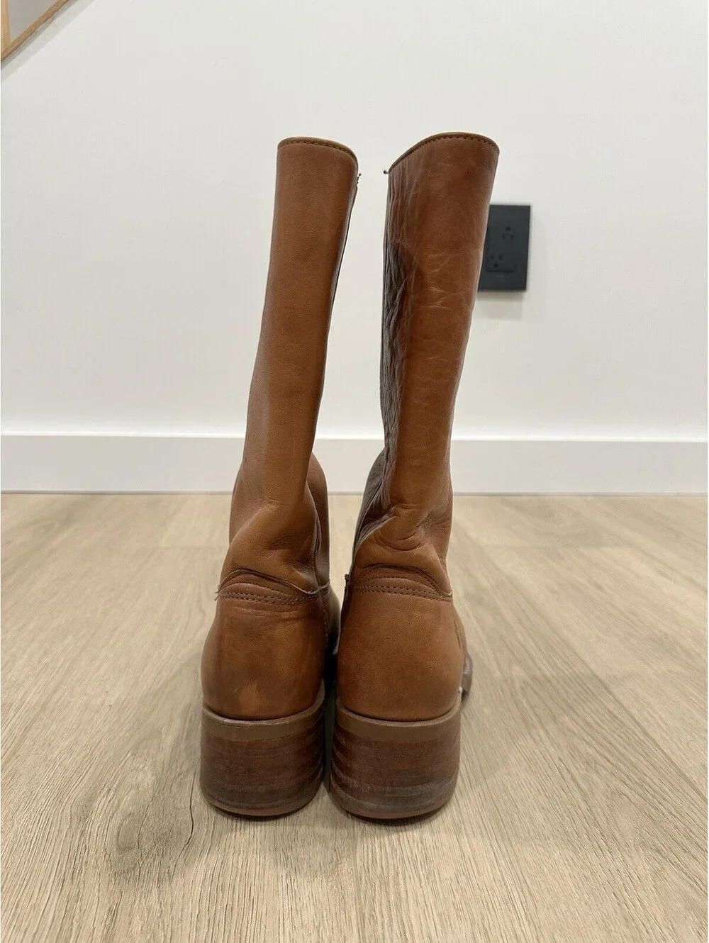 Vintage Frye Campus 14L Boots Women 7 M Saddle Brown Square Toe Western USA